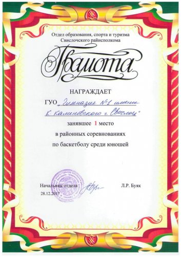Поздравляем баскетбольную команду юношей!